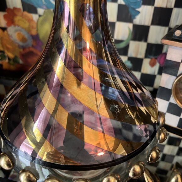Mackenzie Childs Hand Painted 10.5" Decanter -  Tango Circus Wine - Picture 4 of 8